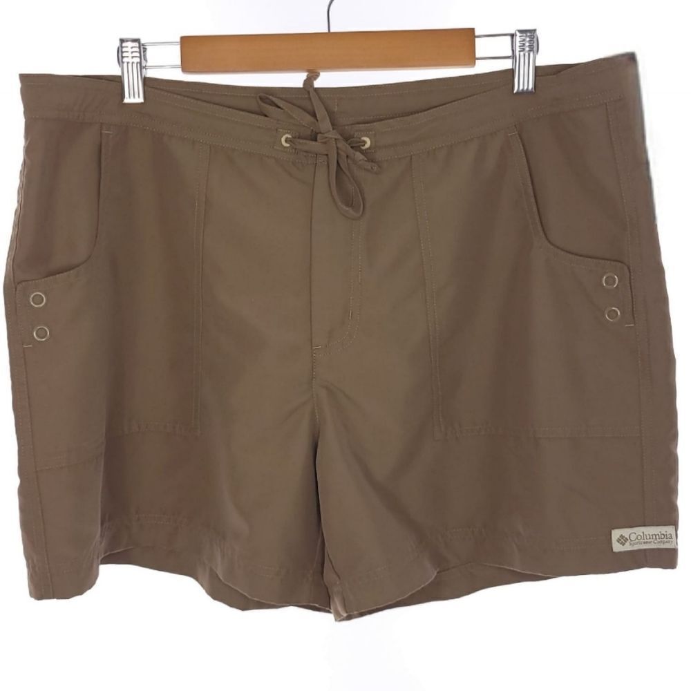 Columbia Solid Brown Snap Pockets Womens Size XL Shorts
